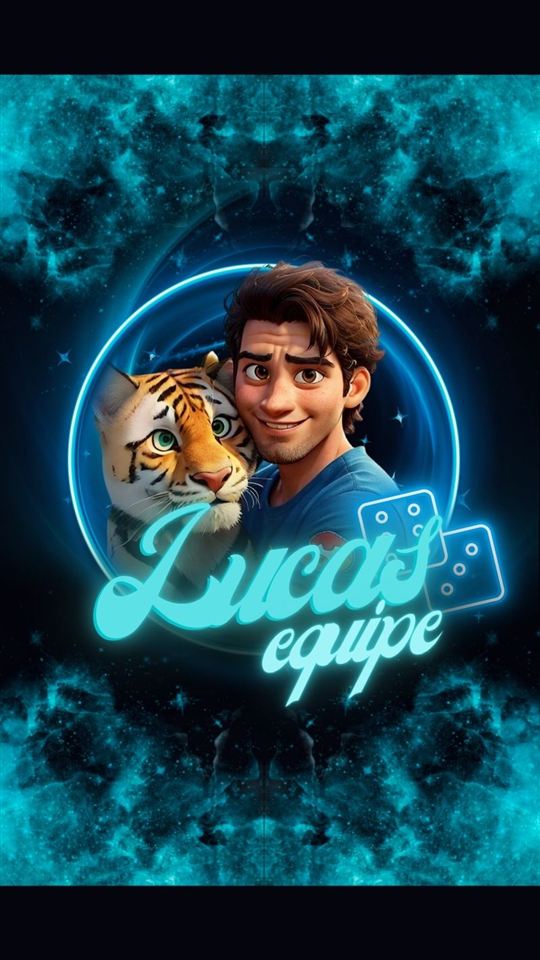 Lucas team identity artwork on a phone screen